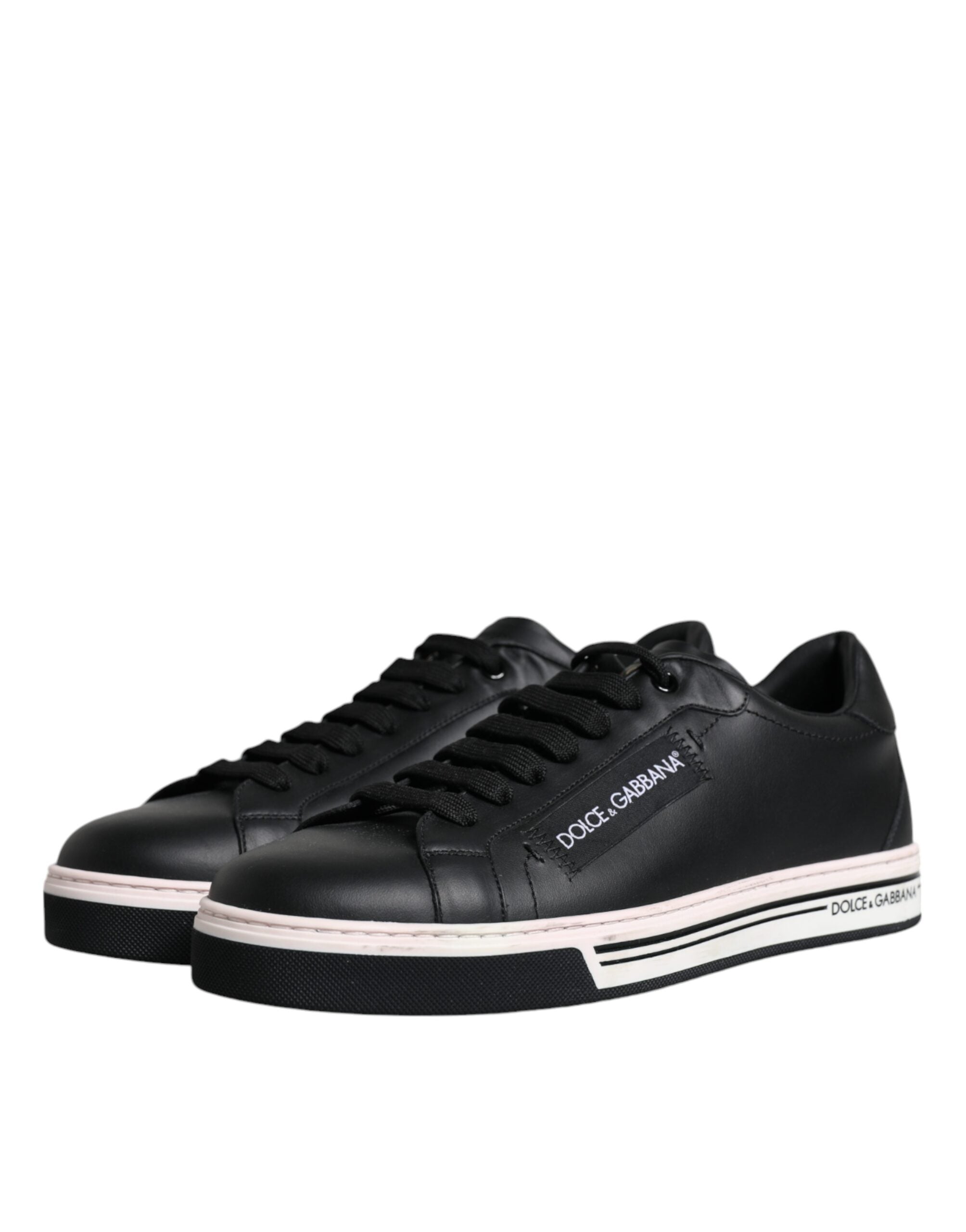 Dolce & Gabbana Black Leather Low Top Men's Sneakers Shoes