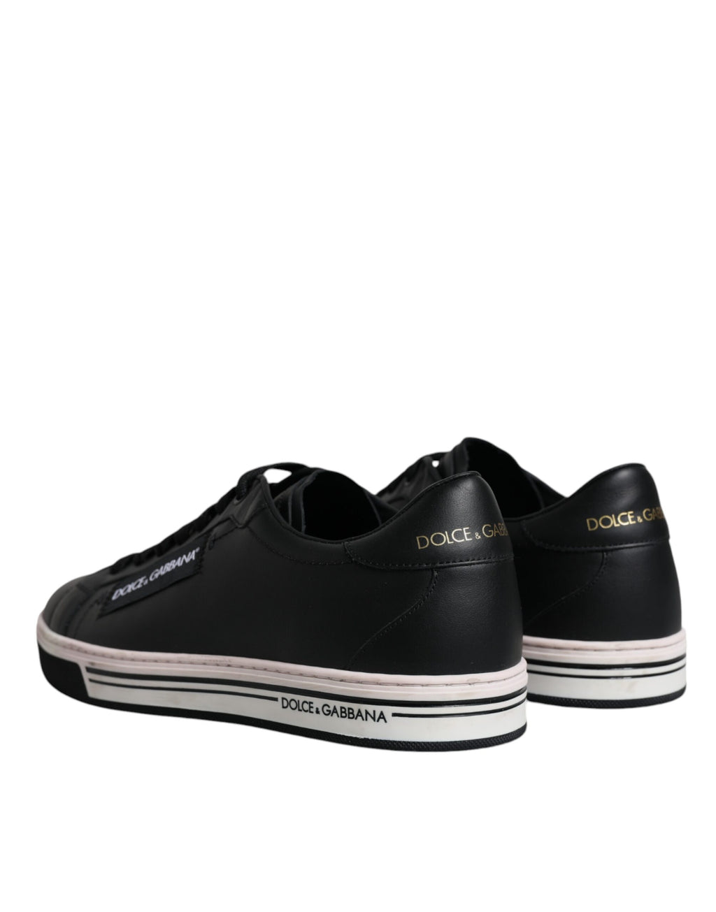Dolce & Gabbana Black Leather Low Top Men's Sneakers Shoes