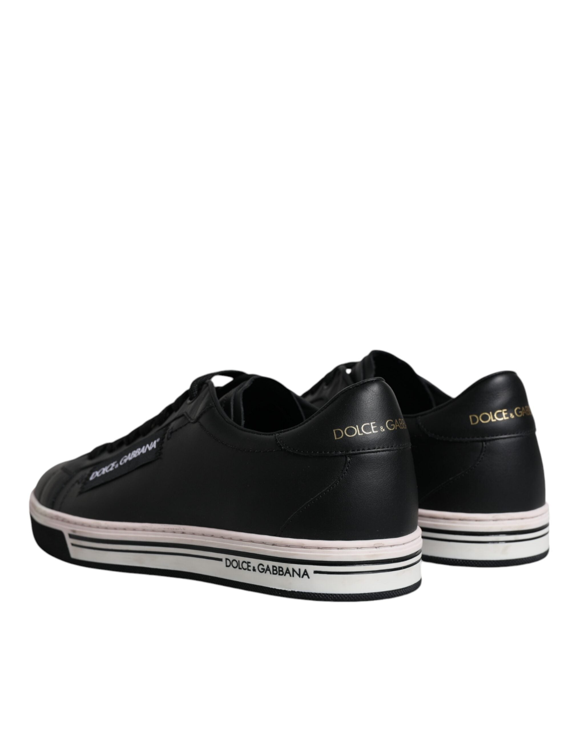 Dolce & Gabbana Black Leather Low Top Men's Sneakers Shoes