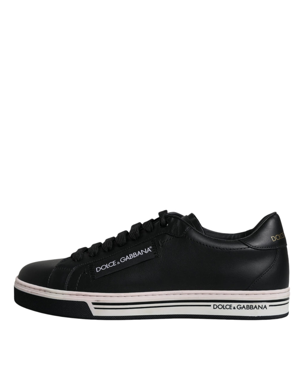 Dolce & Gabbana Black Leather Low Top Men's Sneakers Shoes