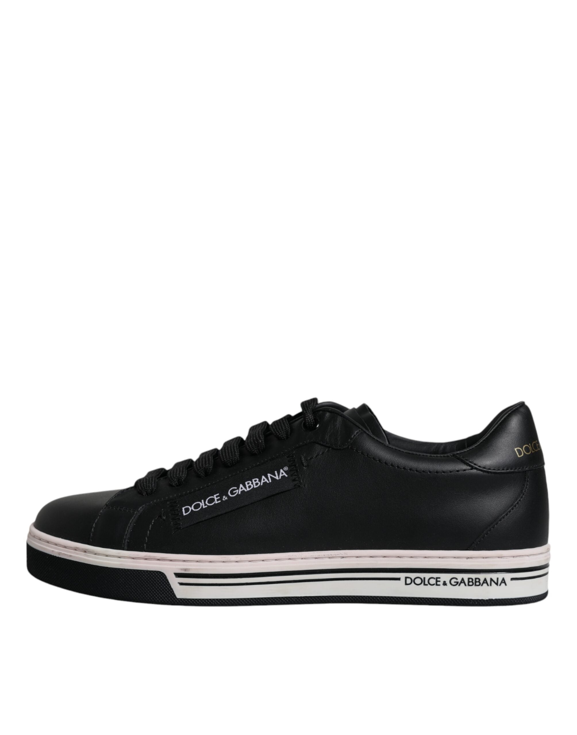 Dolce & Gabbana Black Leather Low Top Men's Sneakers Shoes