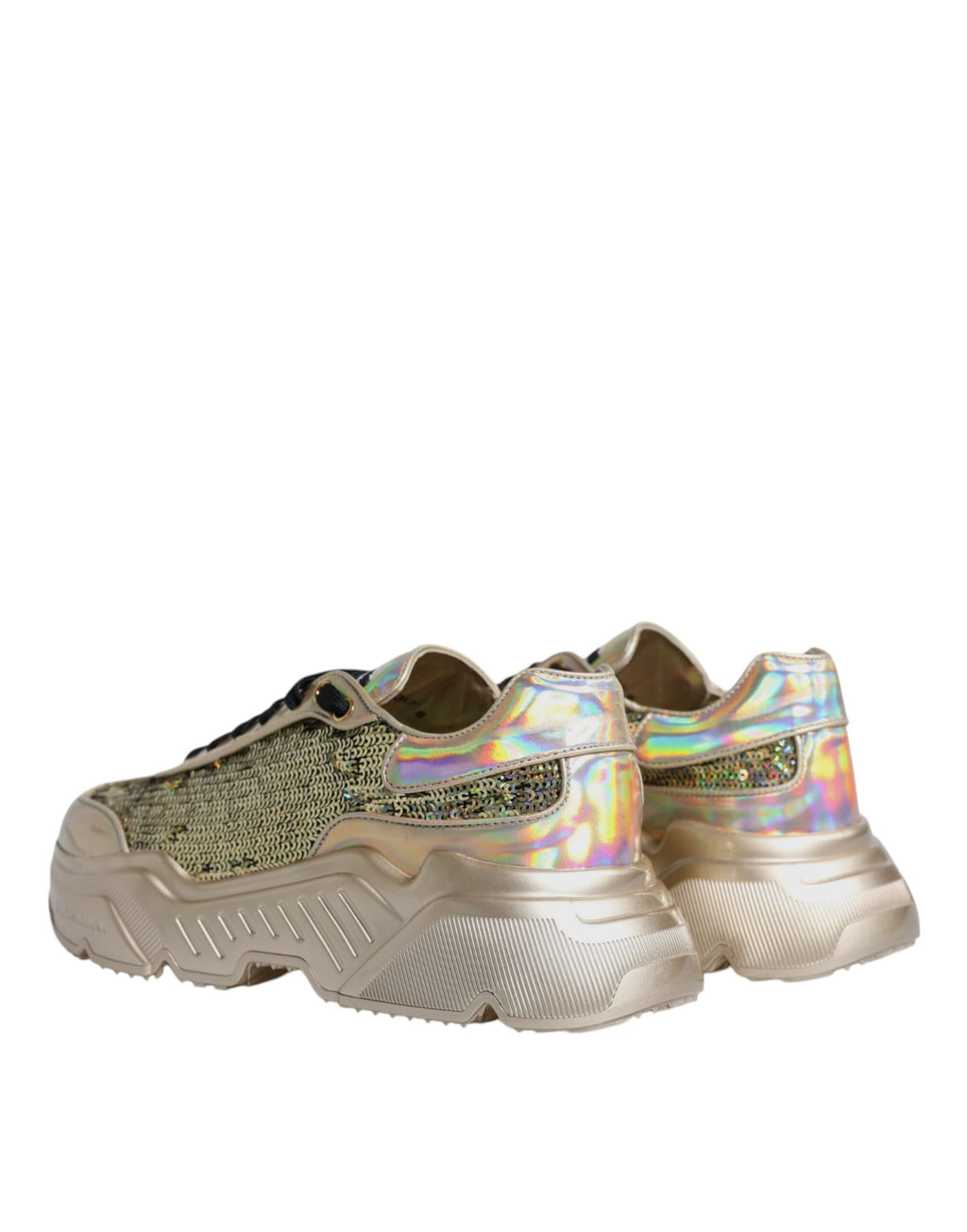 Dolce & Gabbana Gold Sequin Iridescent Daymaster Sneakers Shoes
