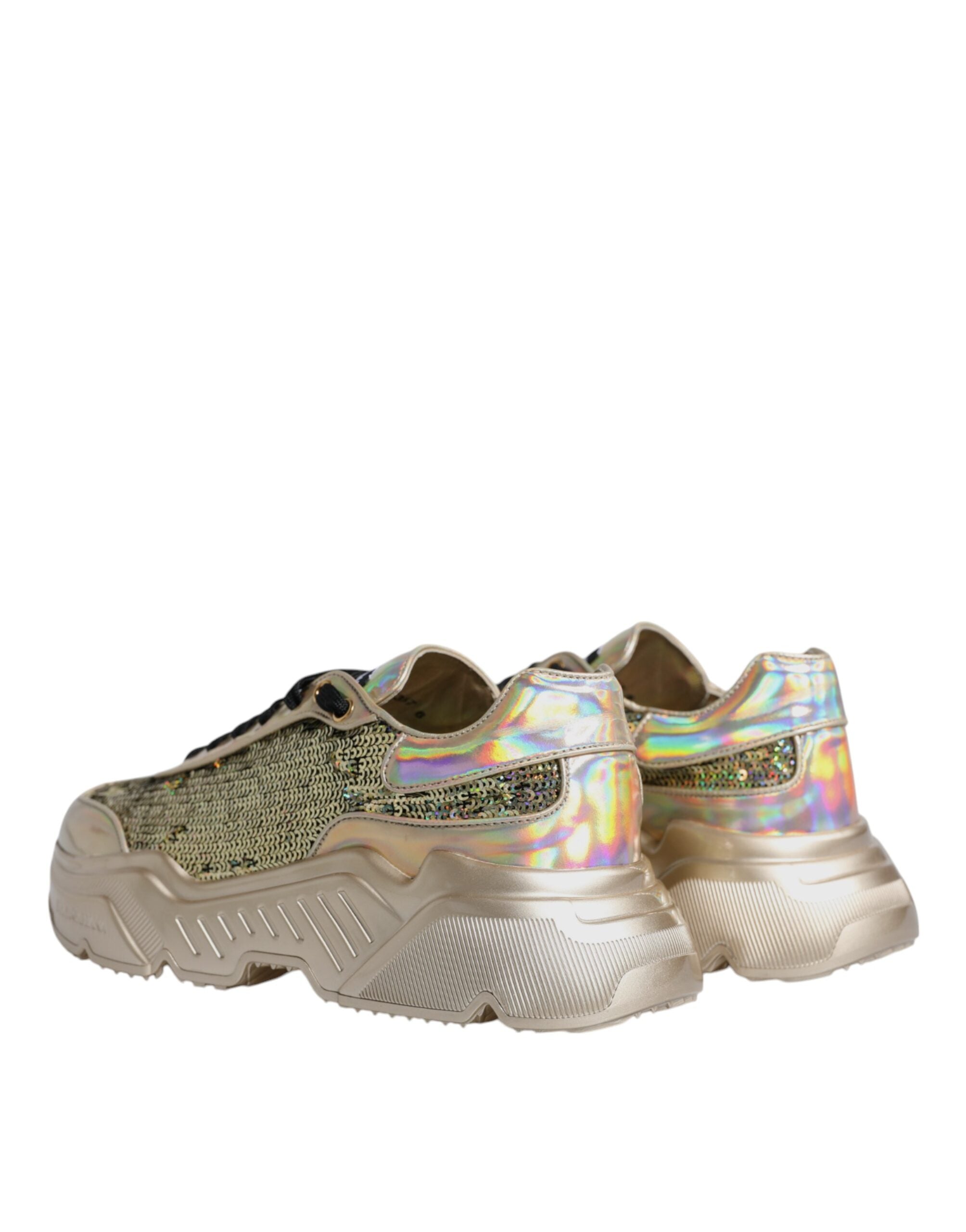 Dolce & Gabbana Gold Sequin Iridescent Daymaster Sneakers Shoes