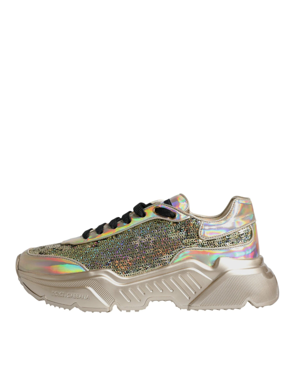 Dolce & Gabbana Gold Sequin Iridescent Daymaster Sneakers Shoes