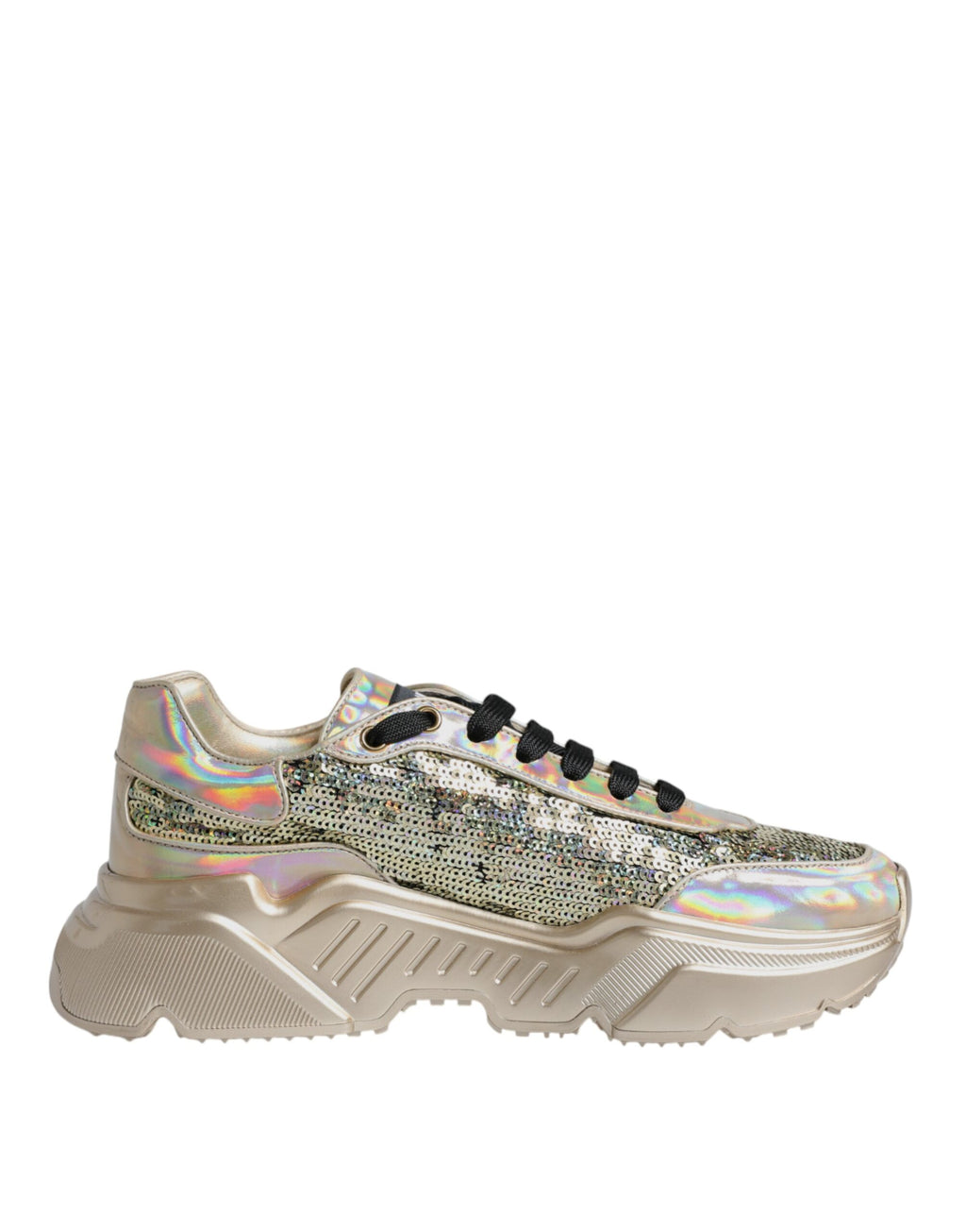 Dolce & Gabbana Gold Sequin Iridescent Daymaster Sneakers Shoes