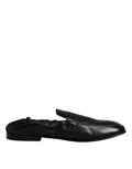 Dolce & Gabbana Black Logo Embroidered Leather Loafers Men's Dress Shoes