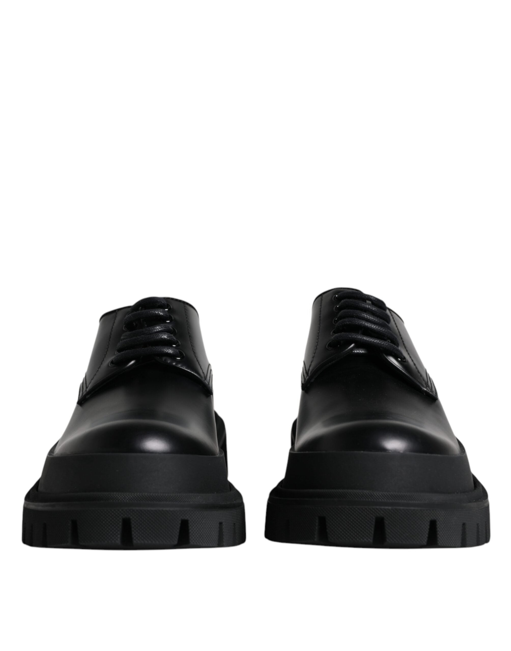 Dolce & Gabbana Black Leather Lace-Up Trekking Shoes
