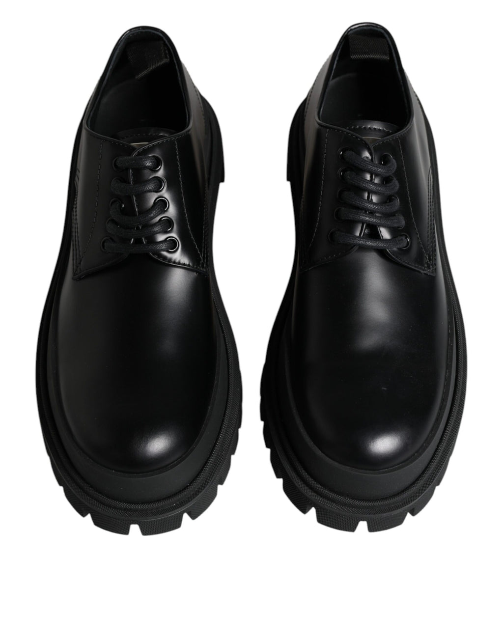 Dolce & Gabbana Black Leather Lace-Up Trekking Shoes