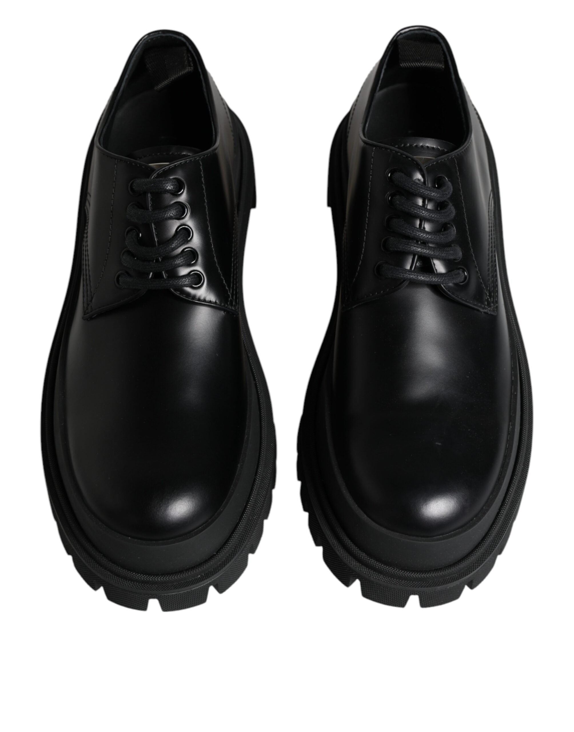 Dolce & Gabbana Black Leather Lace-Up Trekking Shoes