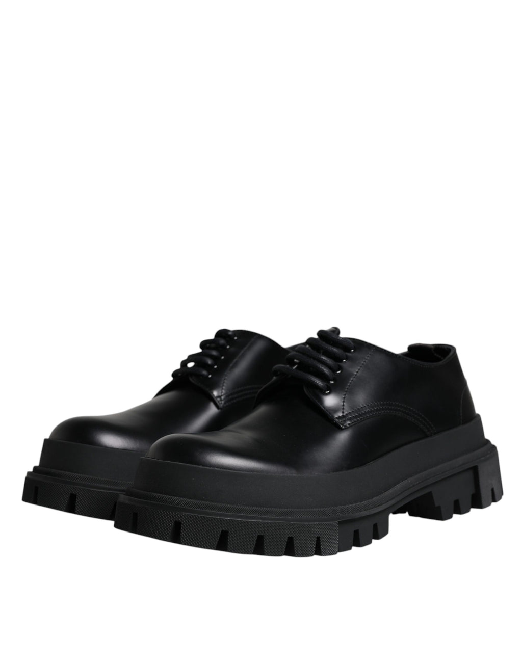 Dolce & Gabbana Black Leather Lace-Up Trekking Shoes