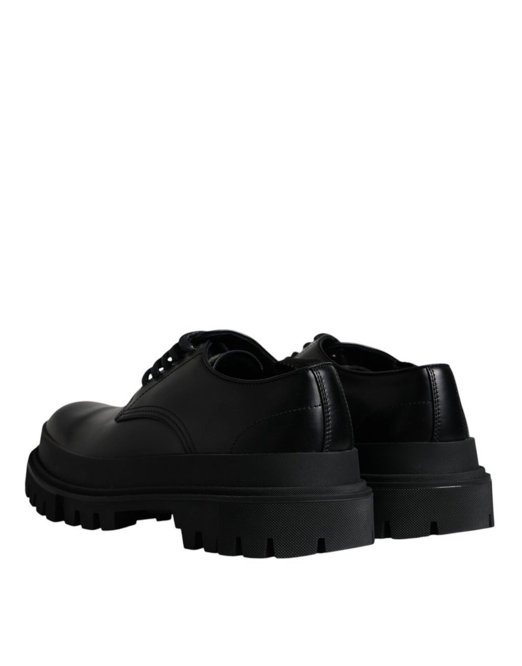 Dolce & Gabbana Black Leather Lace-Up Trekking Shoes