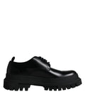 Dolce & Gabbana Black Leather Lace-Up Trekking Shoes
