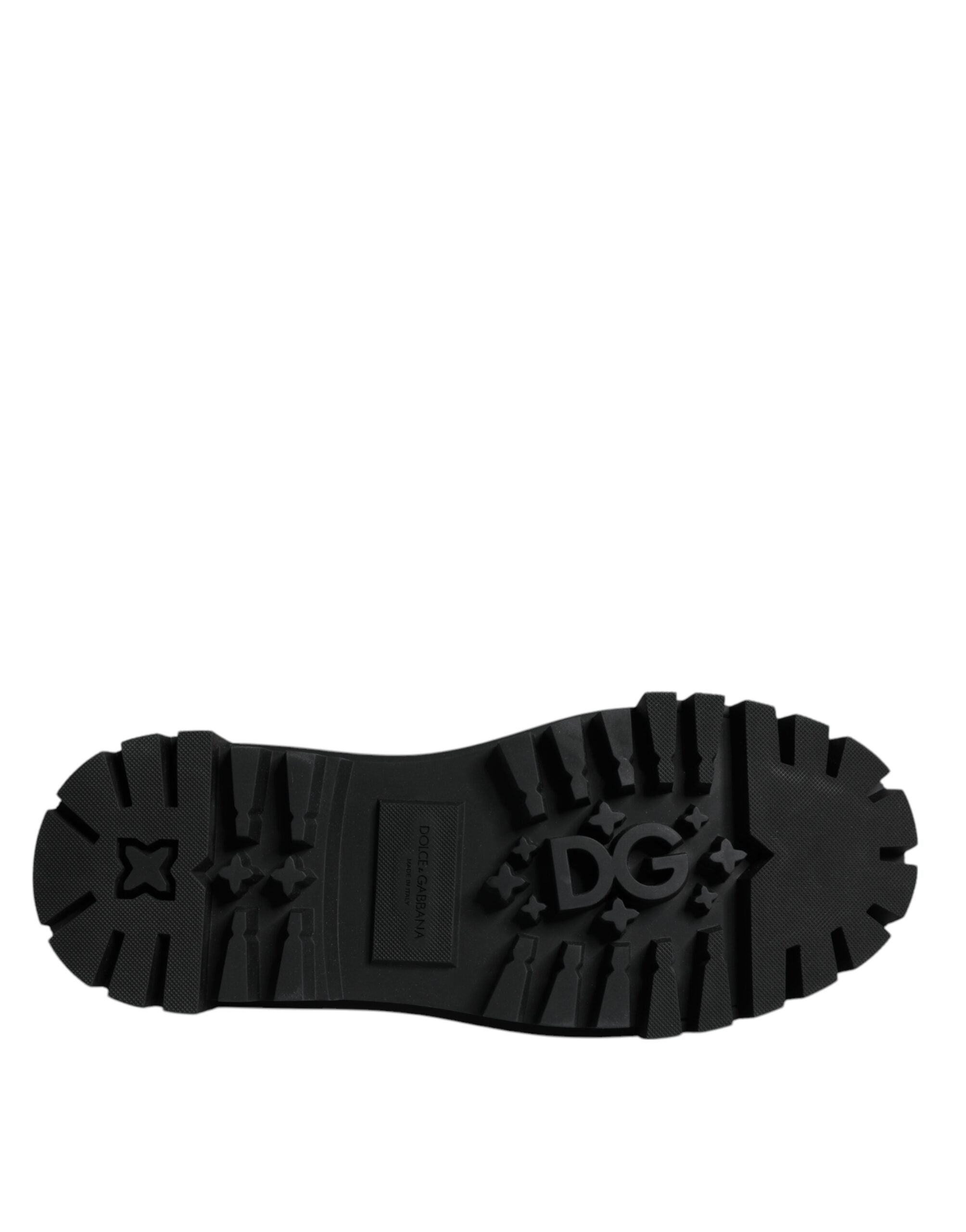 Dolce & Gabbana Black Leather Lace-Up Trekking Shoes