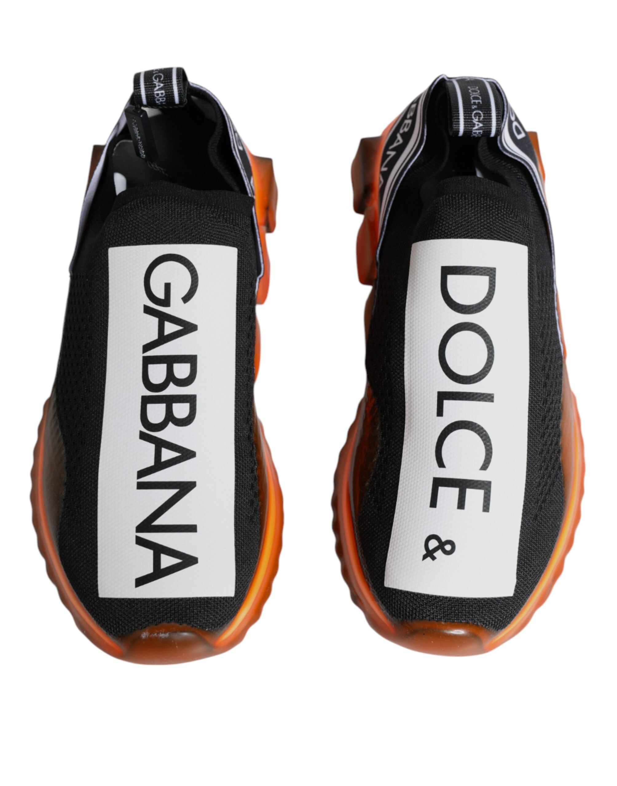 Dolce & Gabbana Black Orange Sorrento Slip-On Sneakers Shoes