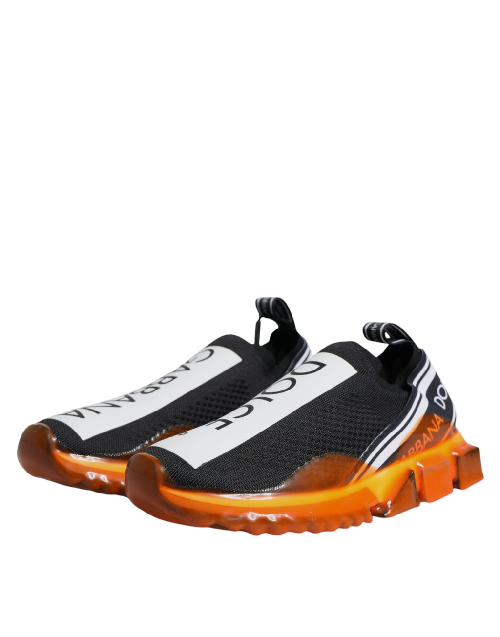 Dolce & Gabbana Black Orange Sorrento Slip-On Sneakers Shoes