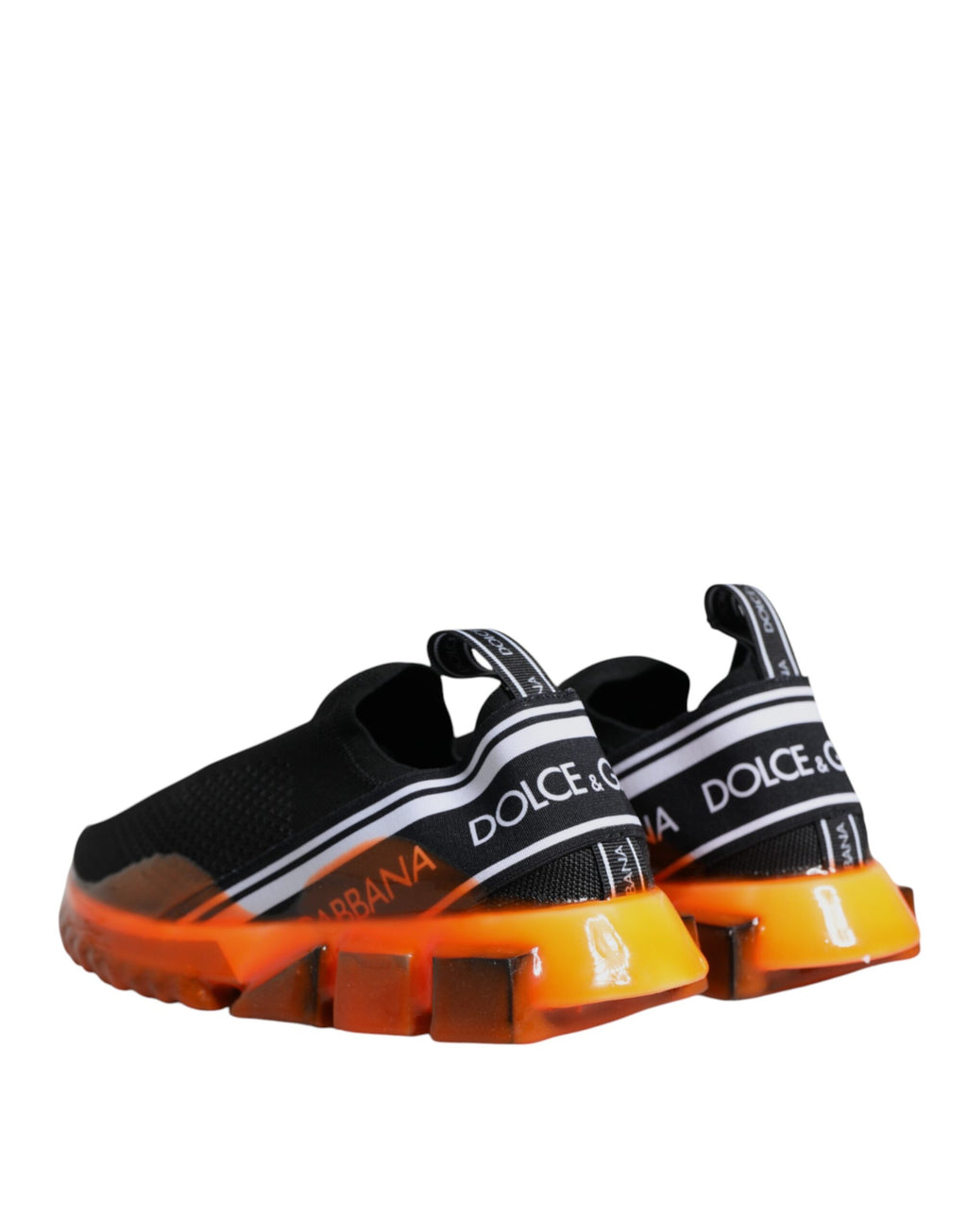 Dolce & Gabbana Black Orange Sorrento Slip-On Sneakers Shoes