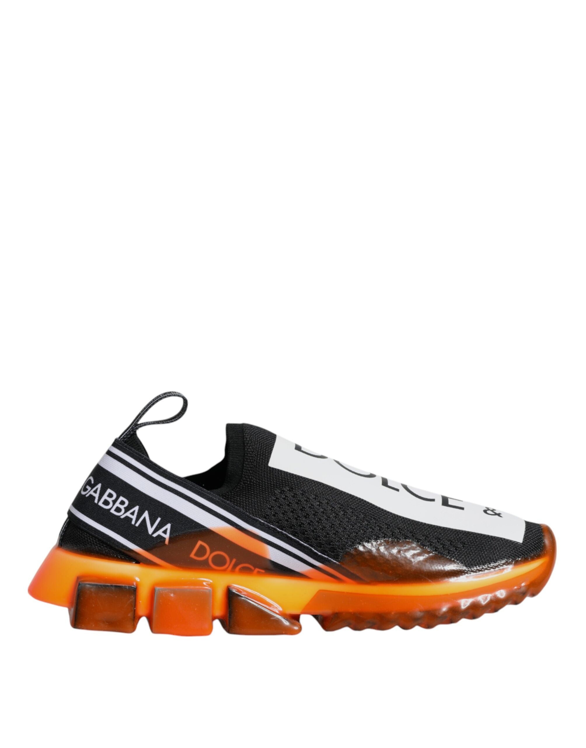 Dolce & Gabbana Black Orange Sorrento Slip-On Sneakers Shoes