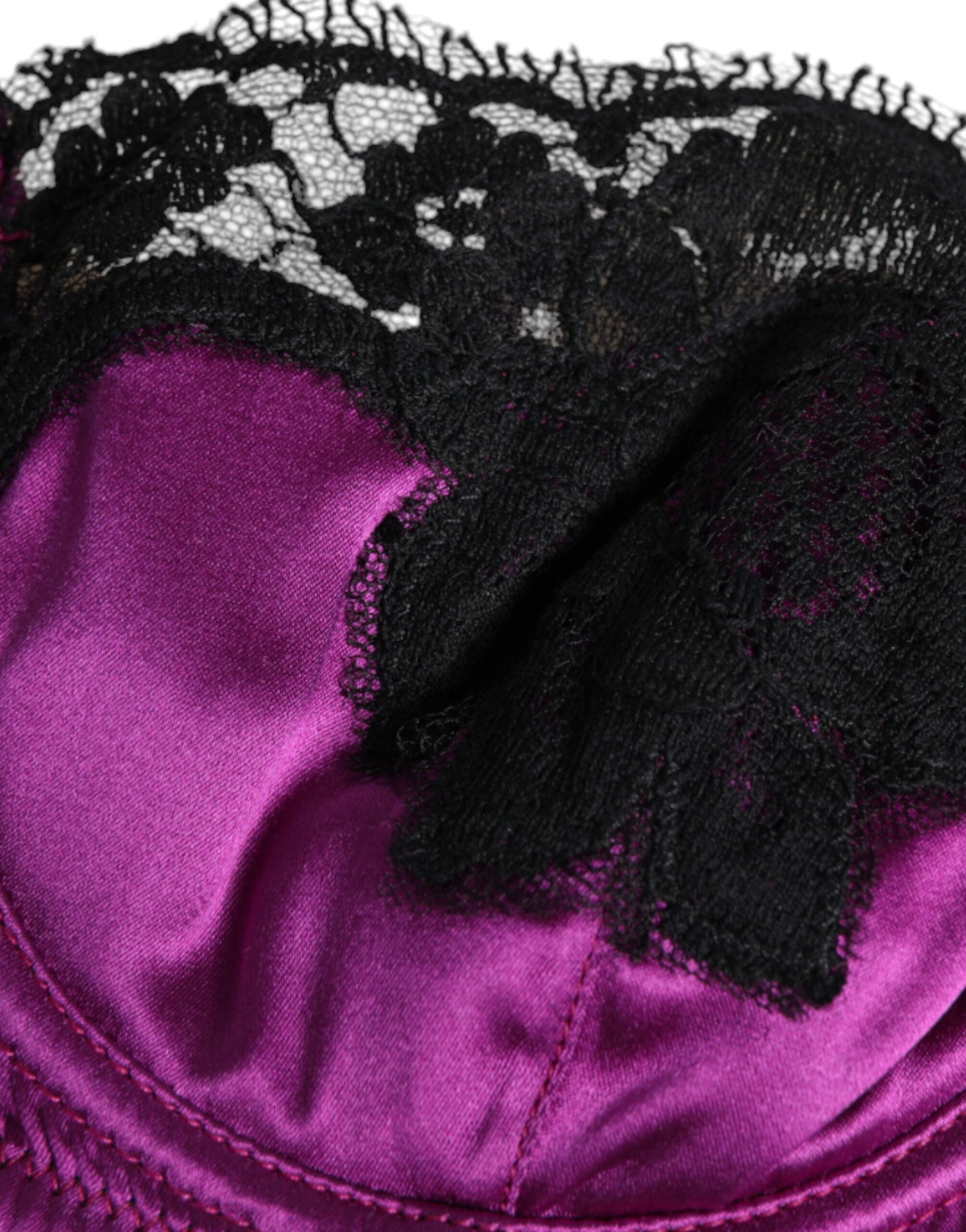 Dolce & Gabbana Purple Silk Underwired Balconette Bra Lingerie