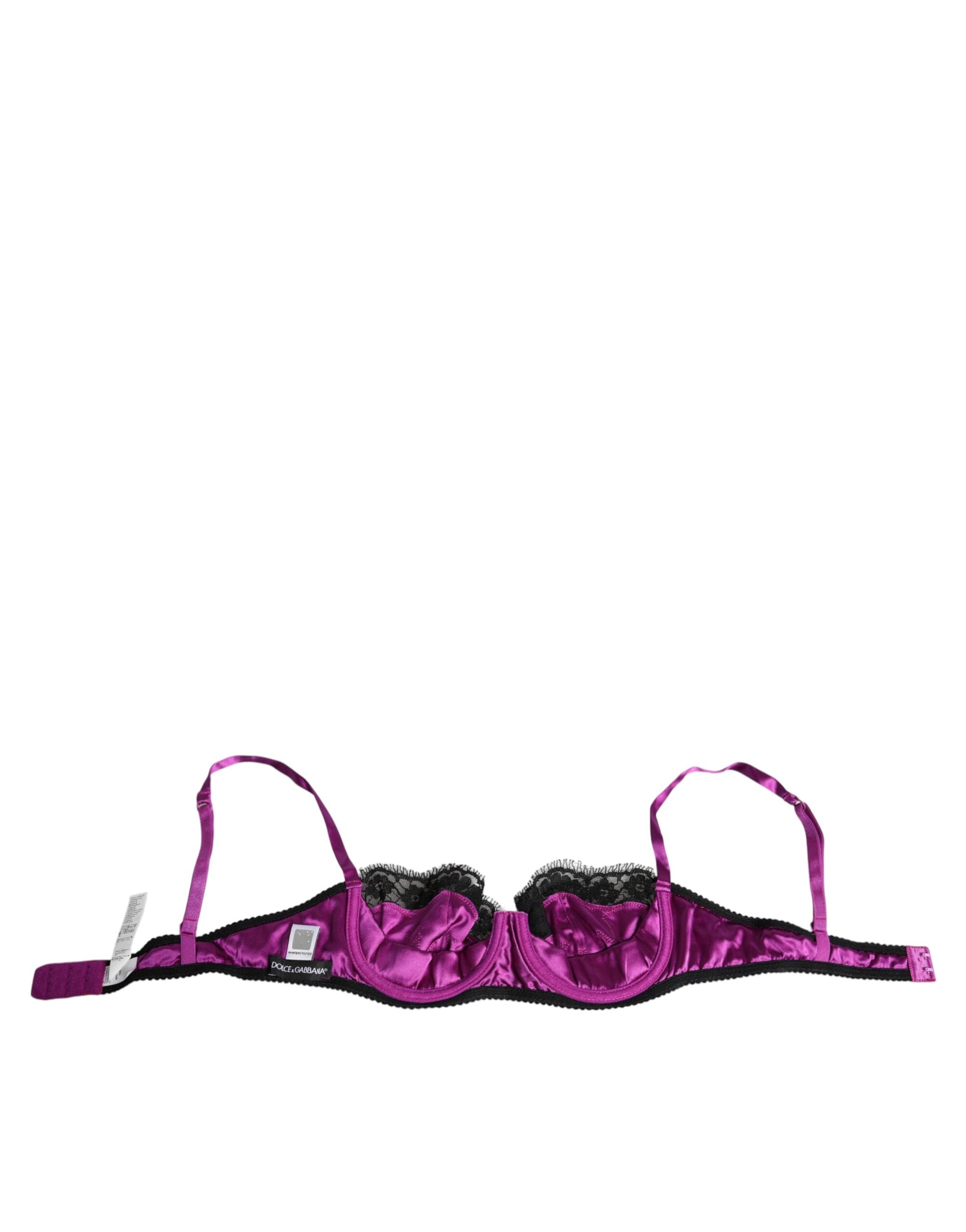 Dolce & Gabbana Purple Silk Underwired Balconette Bra Lingerie