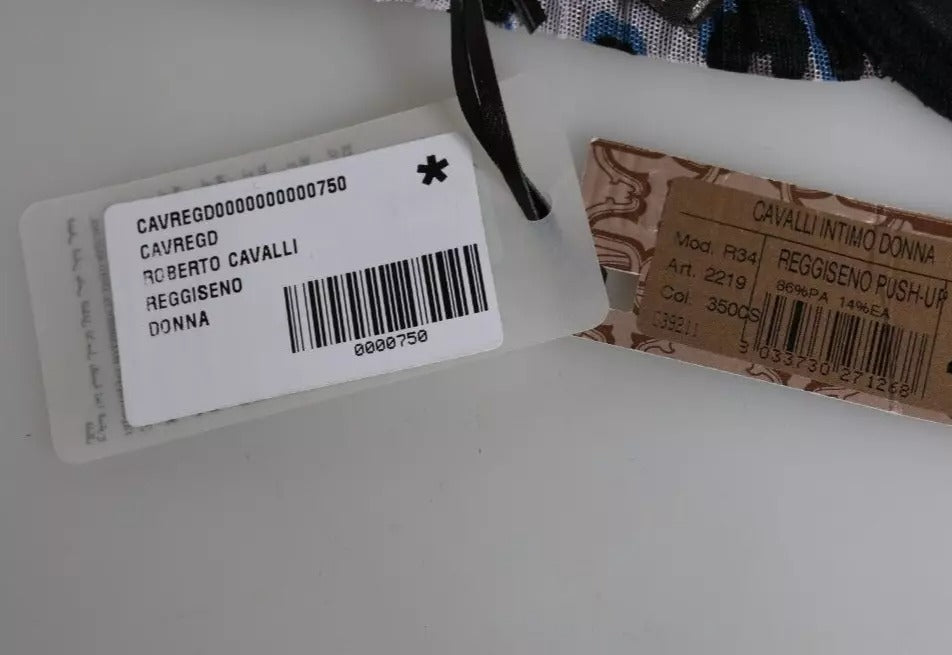 Roberto Cavalli White Leopard Push Up Bra Underwear
