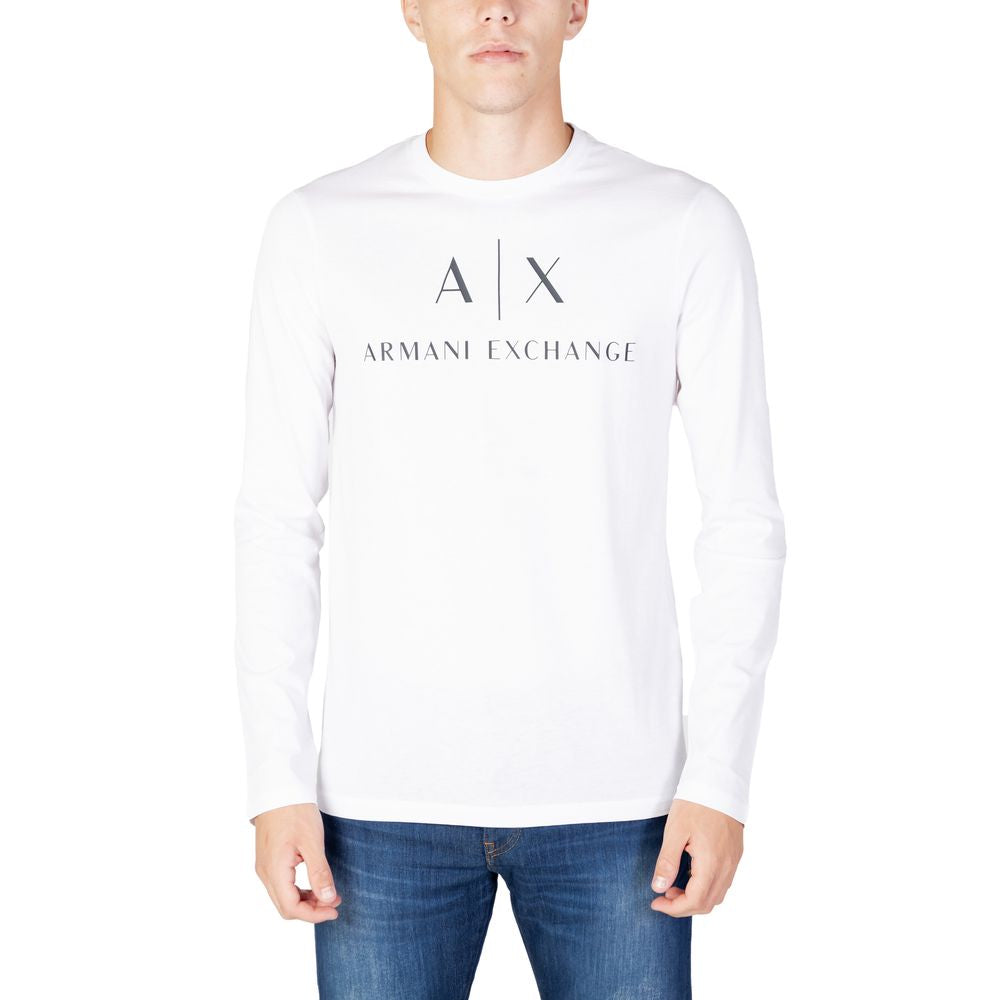 Armani Exchange Weißes Langarm-T-Shirt aus Baumwolle