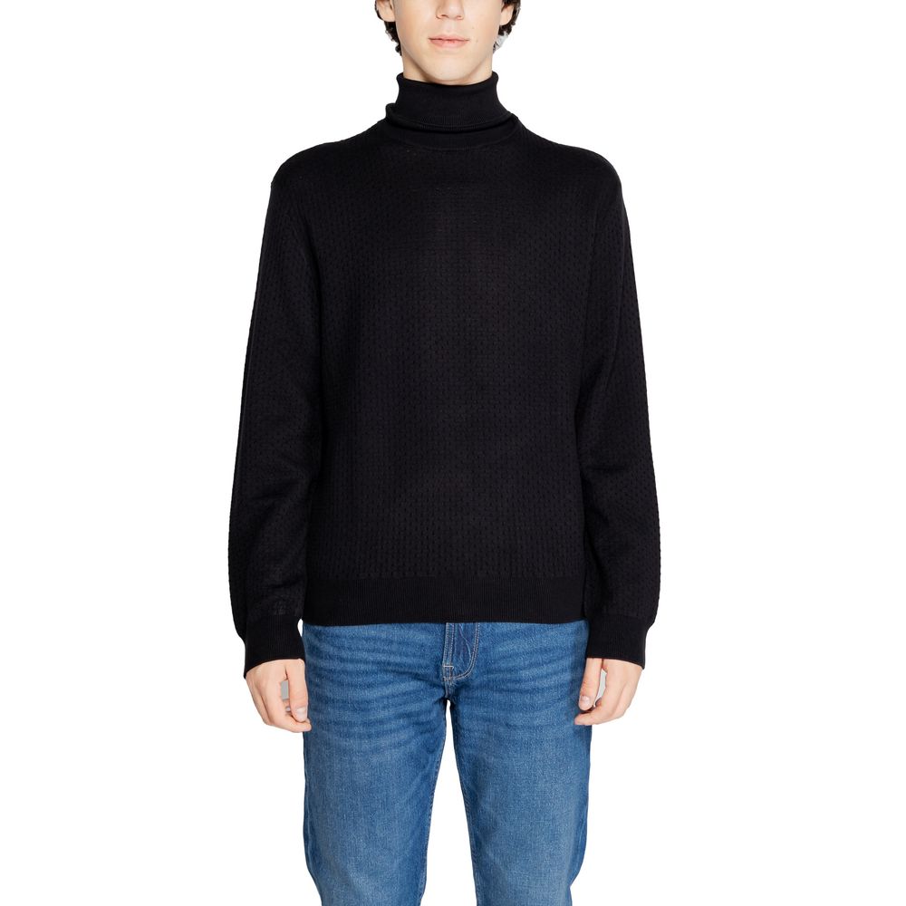 Armani Exchange Black Cotton Roll Neck Sweater