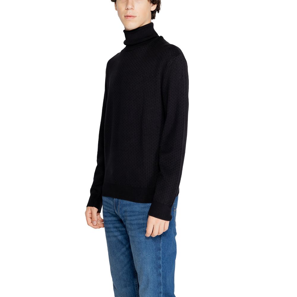 Armani Exchange Black Cotton Roll Neck Sweater