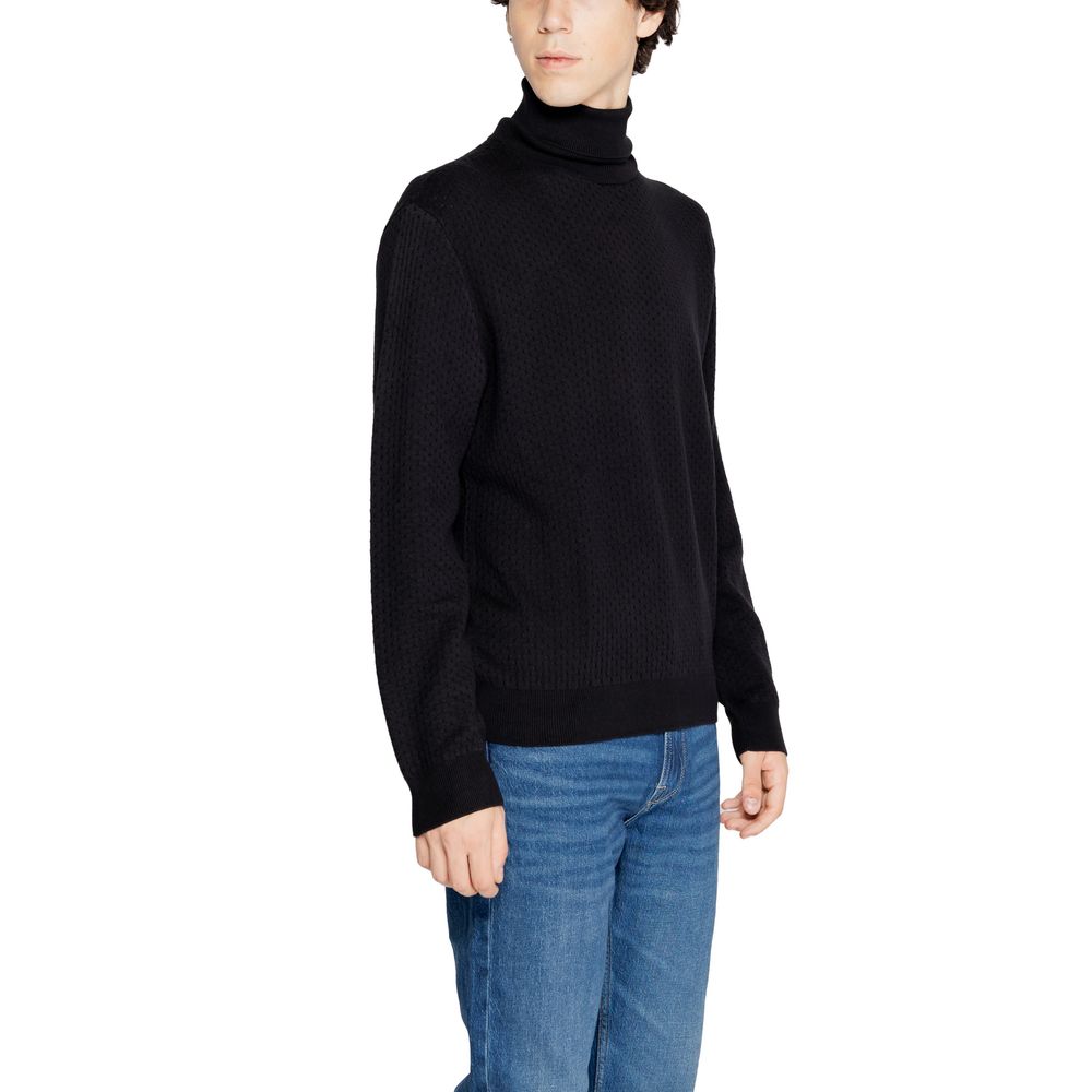 Armani Exchange Black Cotton Roll Neck Sweater