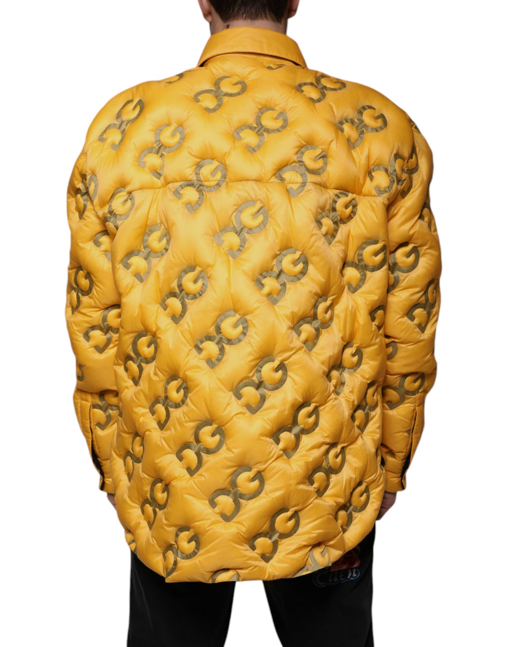 Dolce & Gabbana Yellow Padded Blouson Jacket with Logo and Buttons