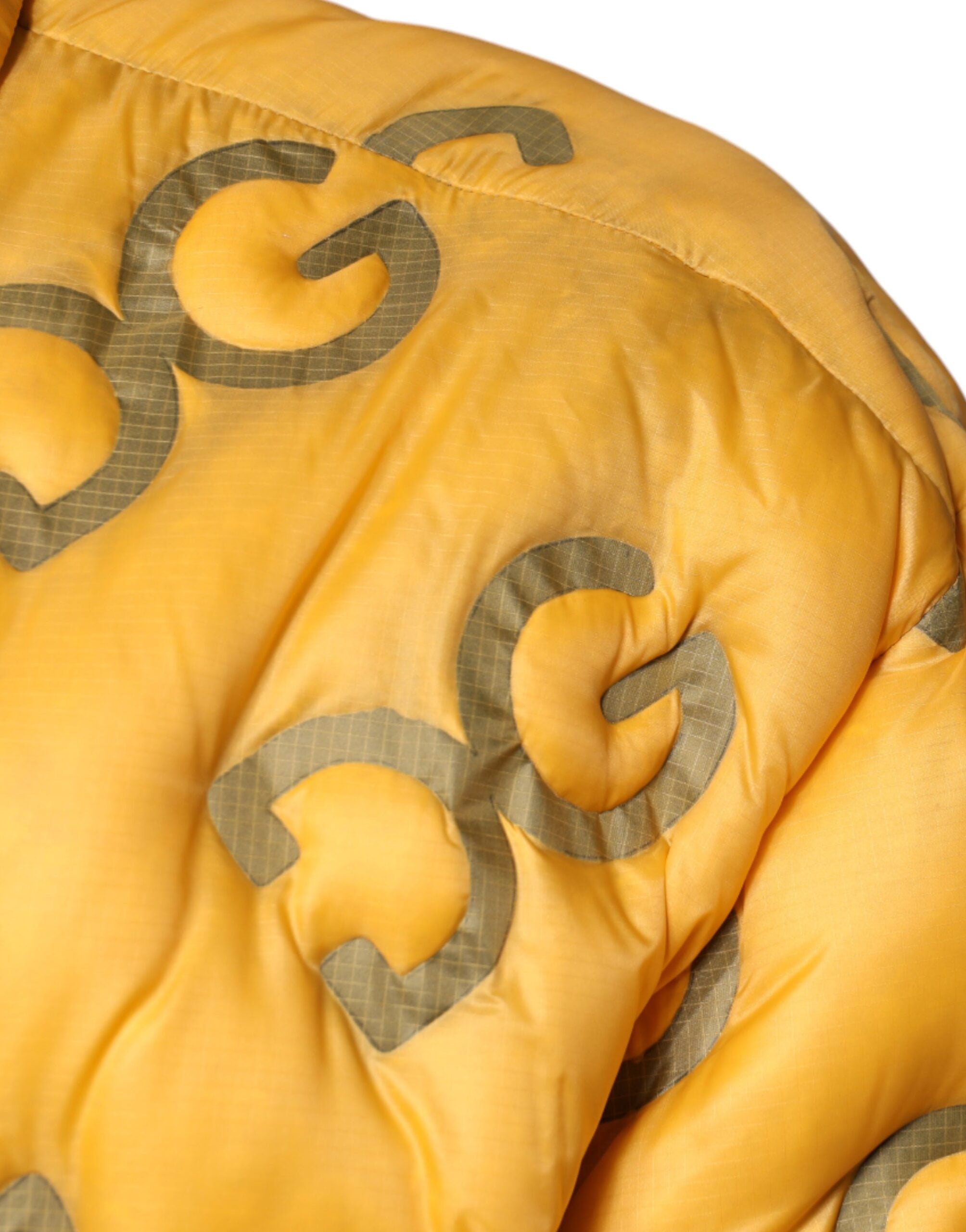 Dolce & Gabbana Yellow Padded Blouson Jacket with Logo and Buttons