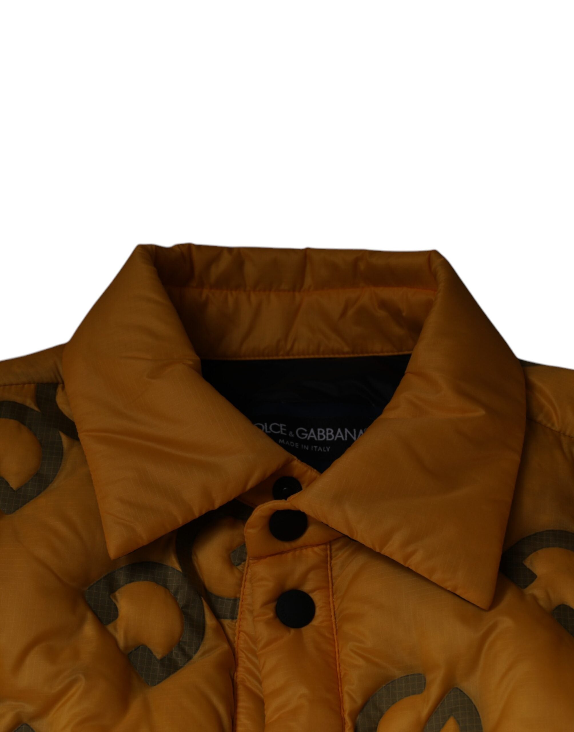 Dolce & Gabbana Yellow Padded Blouson Jacket with Logo and Buttons