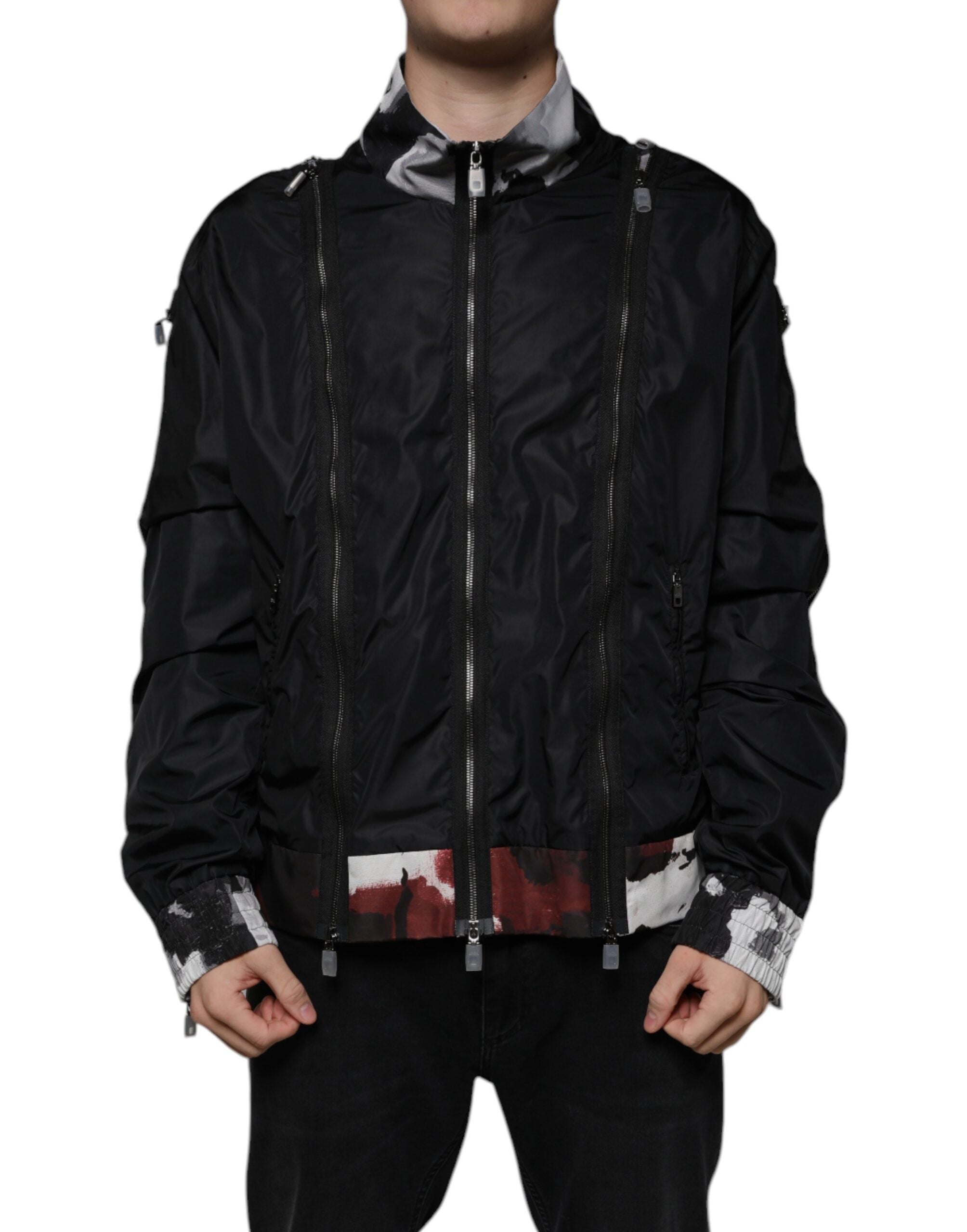 Dolce & Gabbana Men's Black Nylon Full-Zip Bomber Jacket