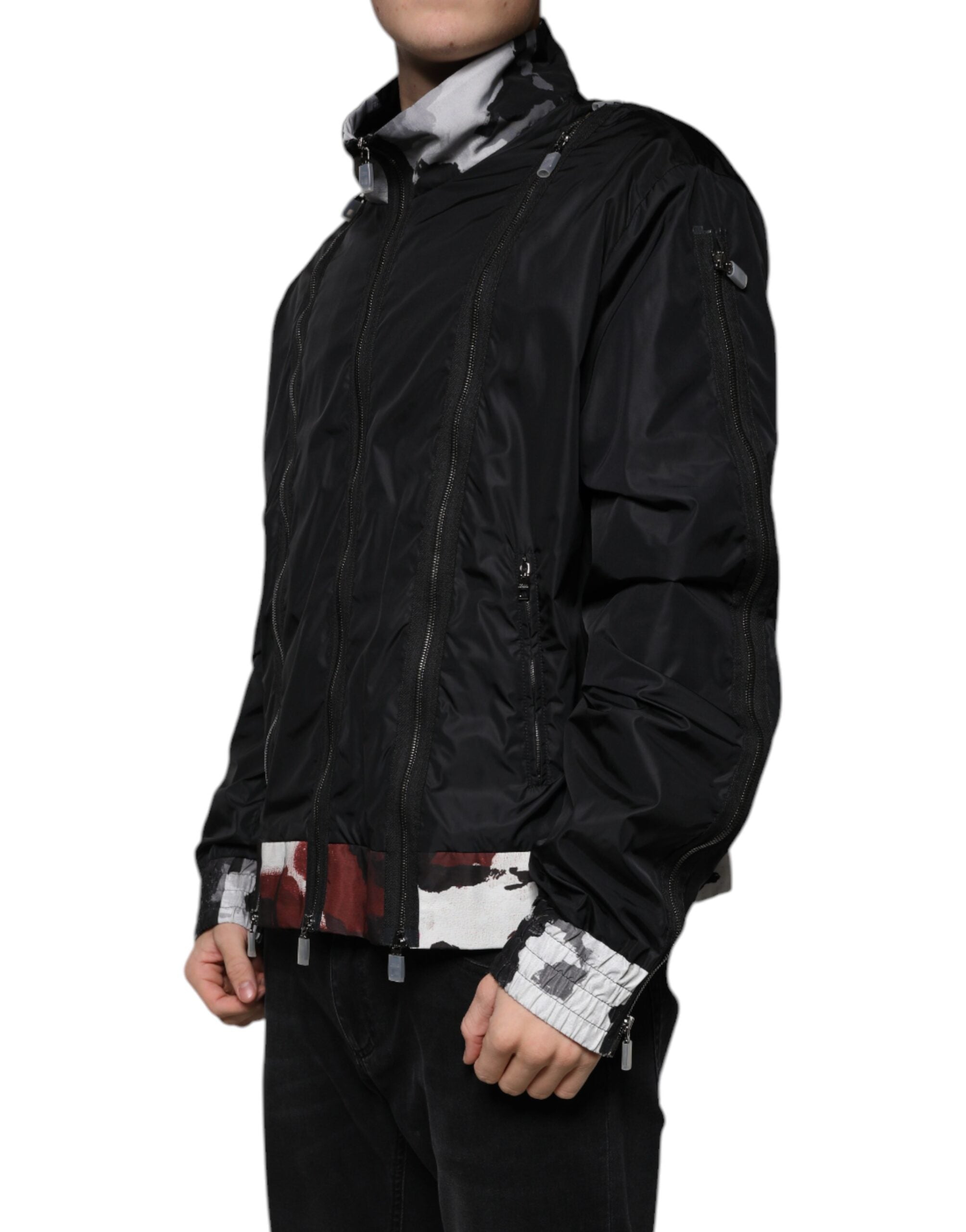 Dolce & Gabbana Men's Black Nylon Full-Zip Bomber Jacket