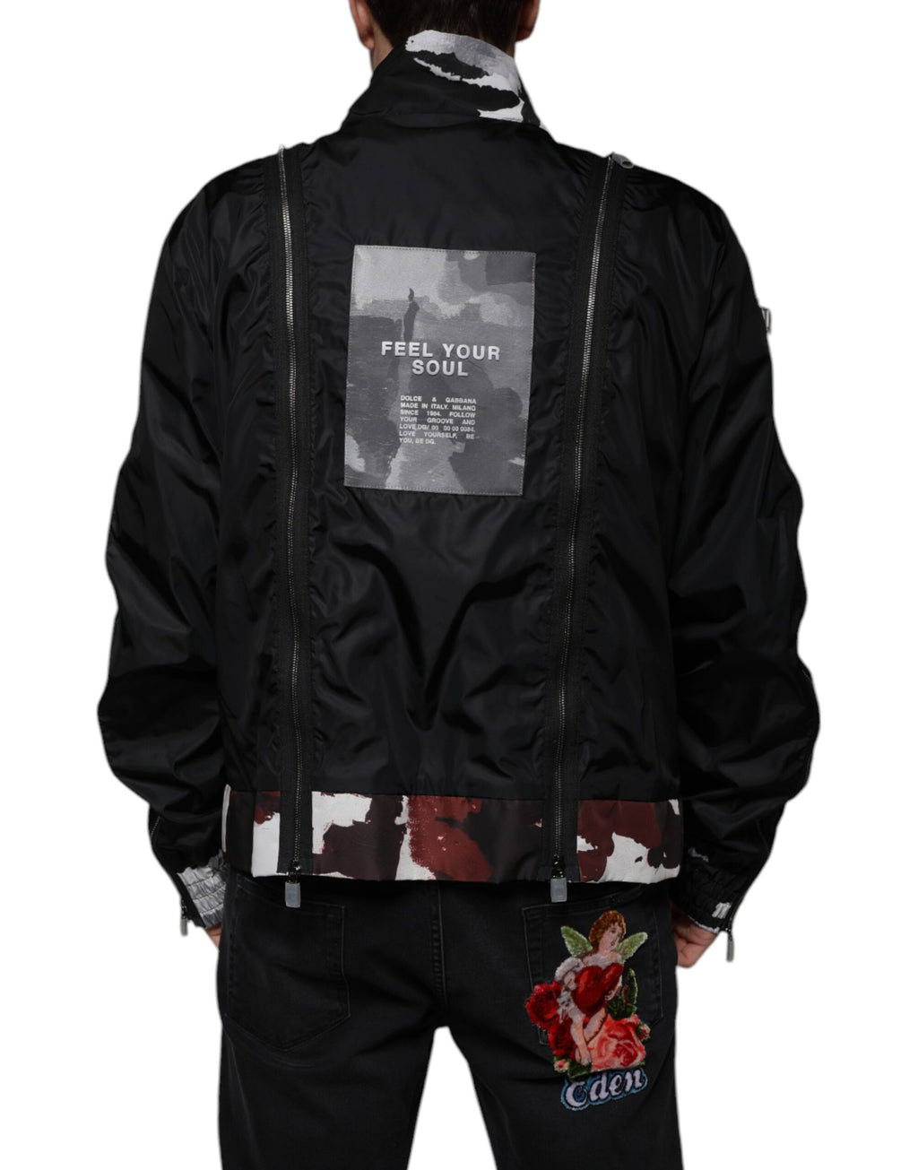 Dolce & Gabbana Men's Black Nylon Full-Zip Bomber Jacket