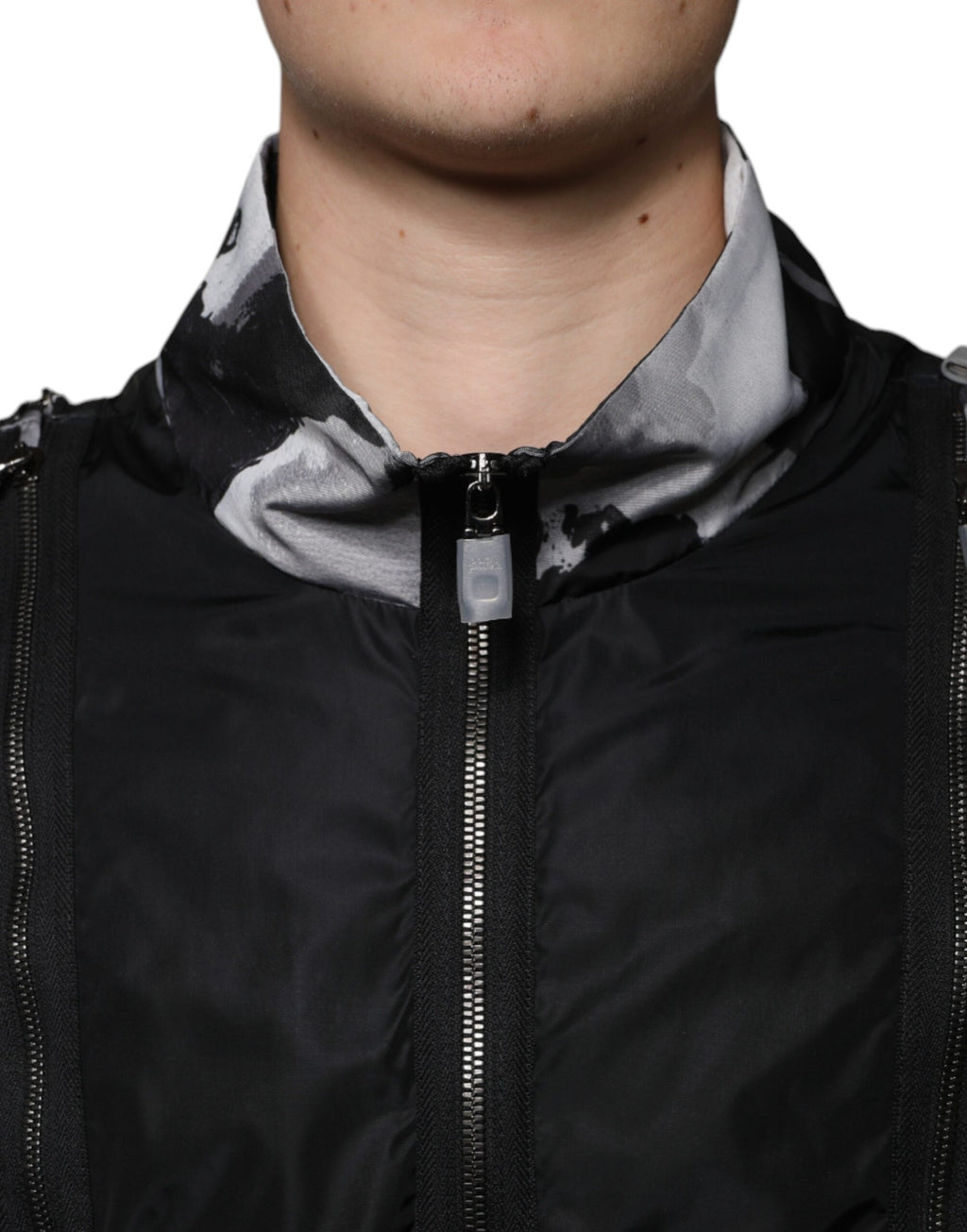 Dolce & Gabbana Men's Black Nylon Full-Zip Bomber Jacket