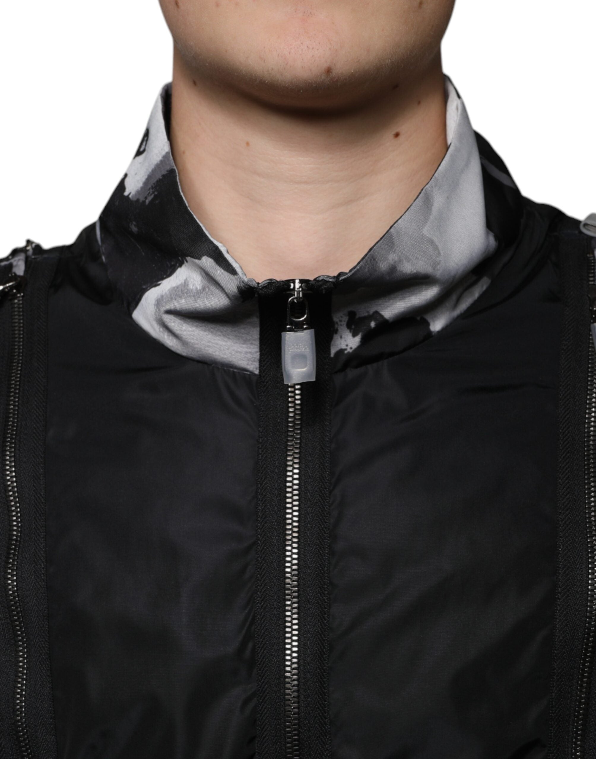 Dolce & Gabbana Men's Black Nylon Full-Zip Bomber Jacket