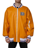 Dolce & Gabbana Orange and White Zip-Up Jersey Bomber Jacket