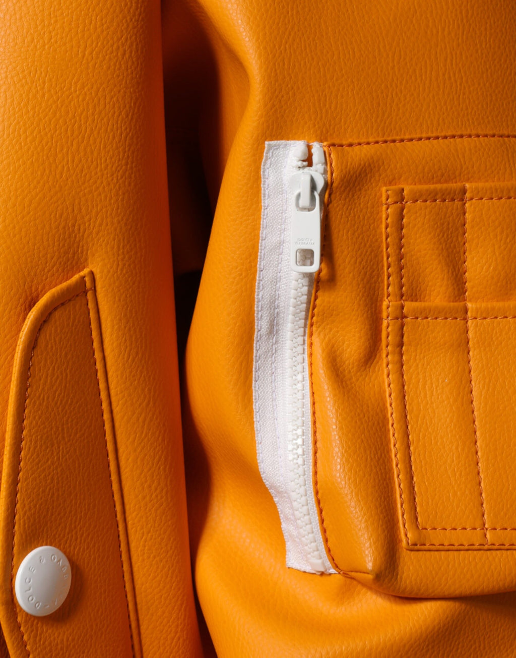 Dolce & Gabbana Orange and White Zip-Up Jersey Bomber Jacket