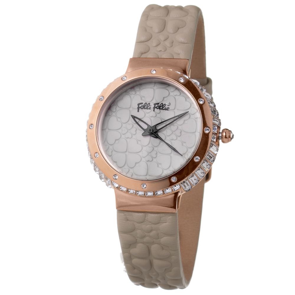Folli Follie Elegante graue Leder-Armbanduhr