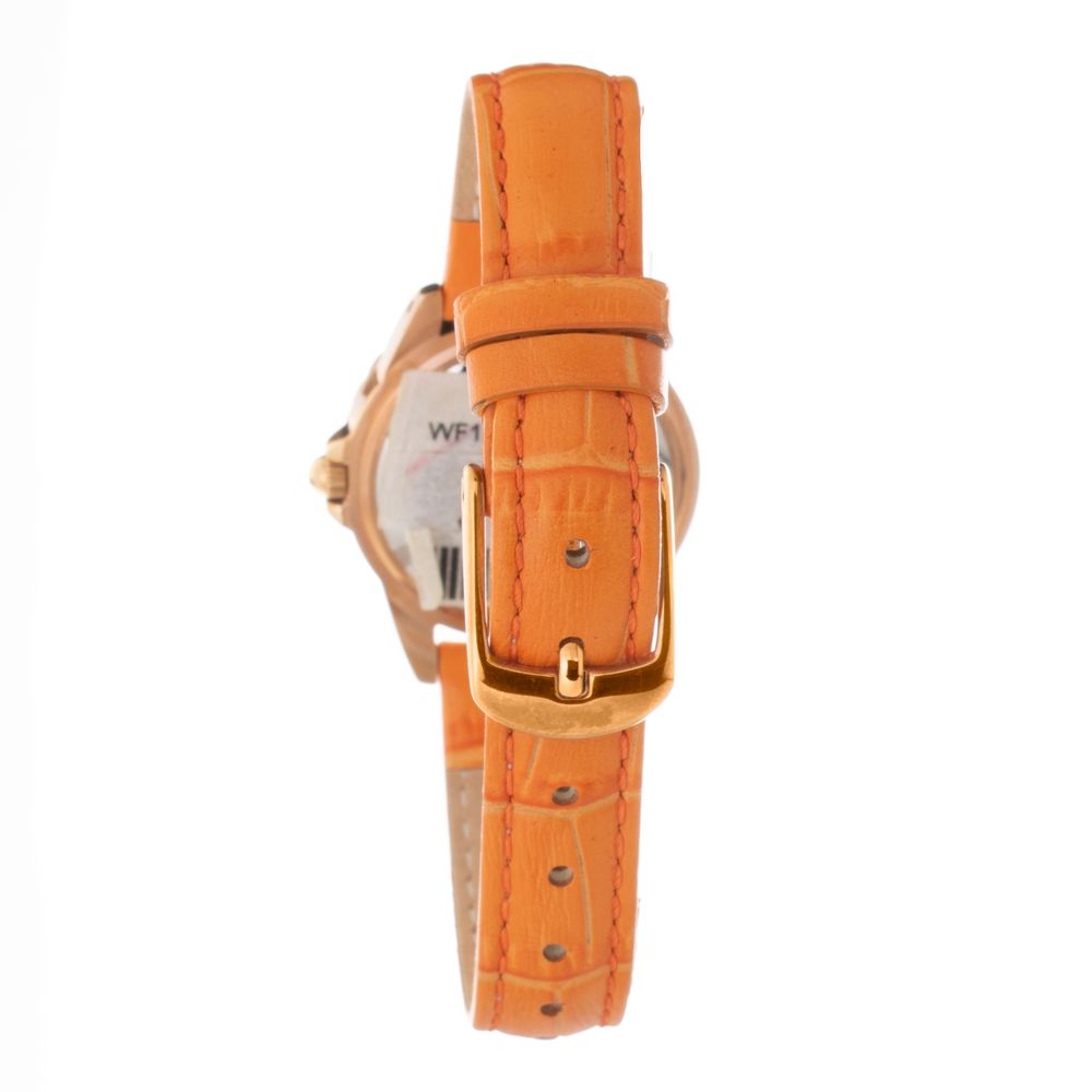 Folli Follie Orangerotes Leder-Kleidungsstück-Uhr