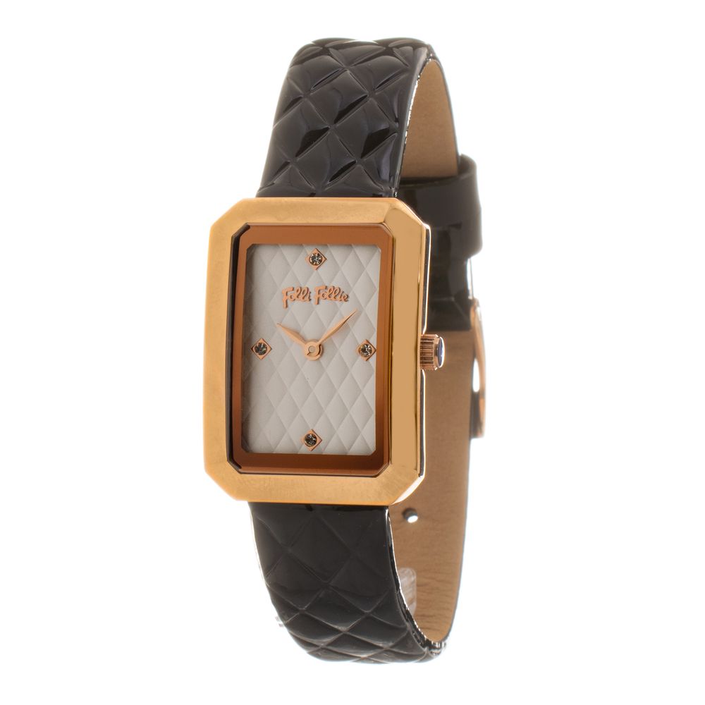 Folli Follie Schwarze Leder-Cocktailuhr