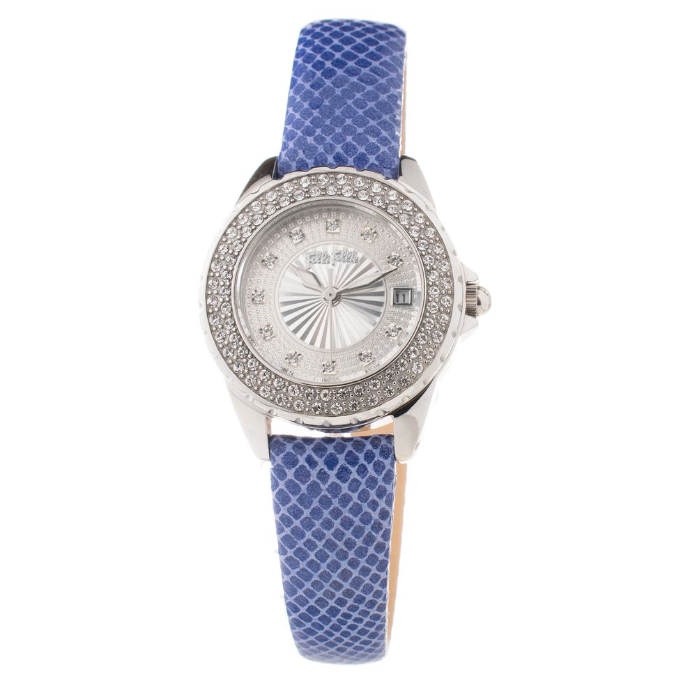 Folli Follie Elegante blaue Leder-Armbanduhr