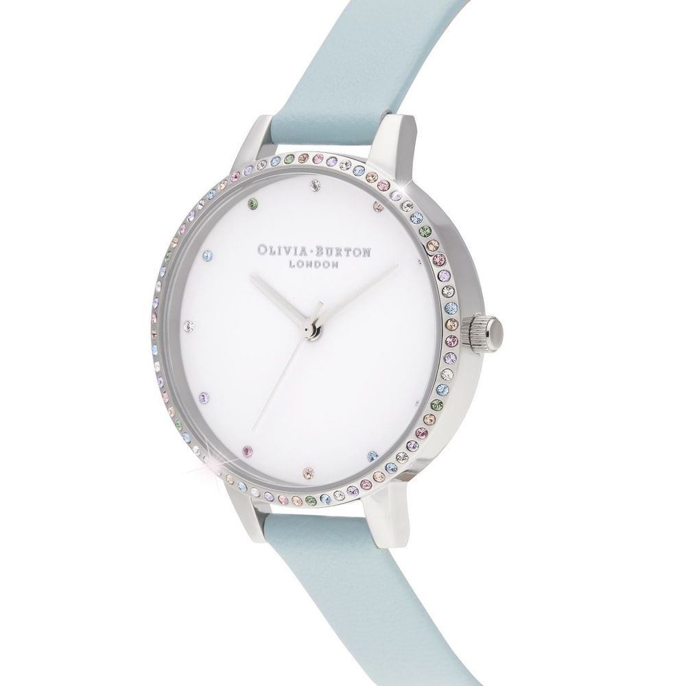 Olivia Burton Faux Leather Strap Watch in Blue
