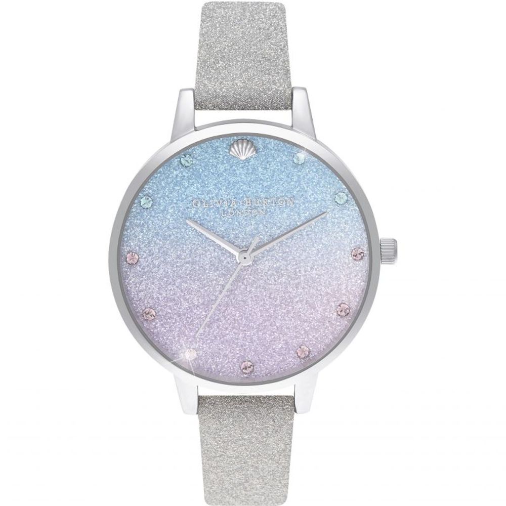 Olivia Burton Elegante graue Kunstleder-Armbanduhr
