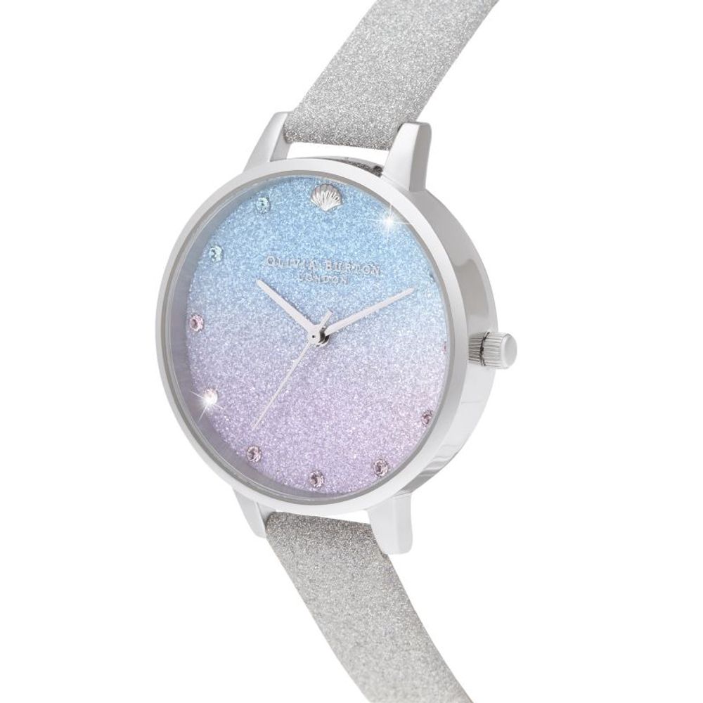 Olivia Burton Elegante graue Kunstleder-Armbanduhr