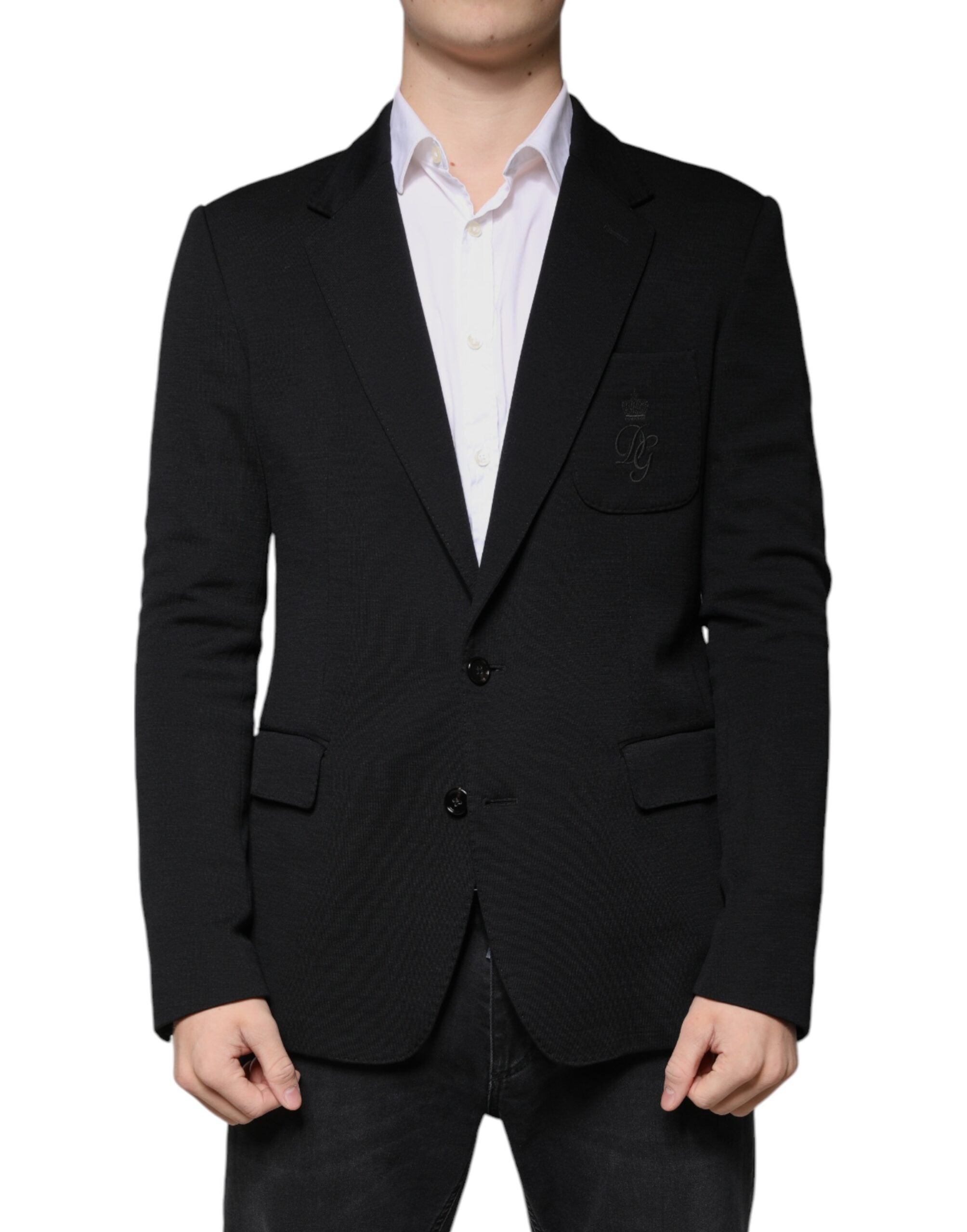 Dolce & Gabbana Black Single-Breasted Wool Formal Blazer
