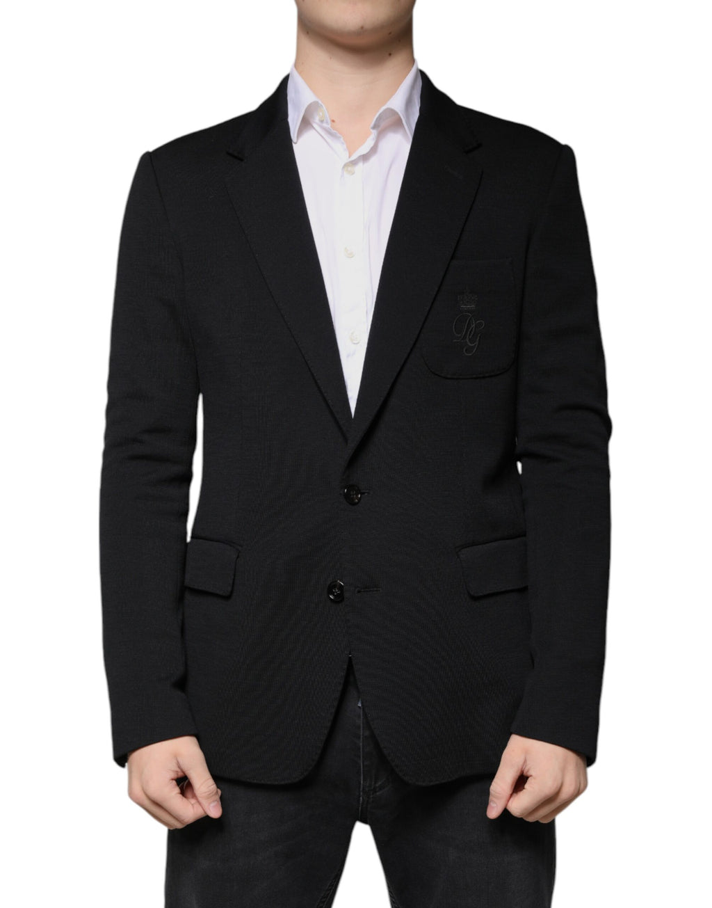 Dolce & Gabbana Black Single-Breasted Wool Formal Blazer