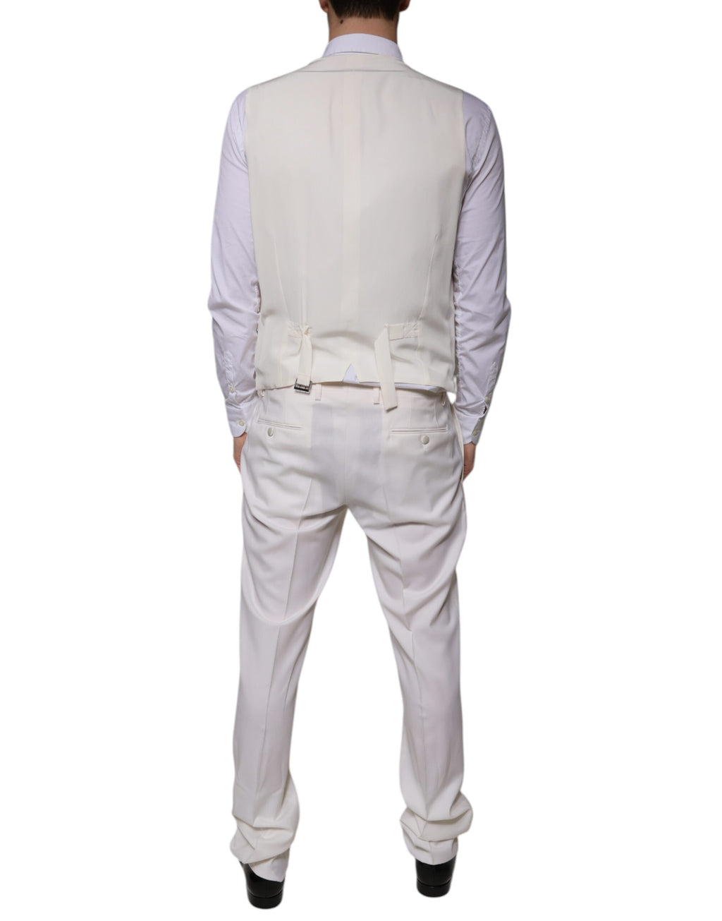 Dolce & Gabbana Weißer SlimFit-Anzug aus Wolle und Seide, 3 Teile, formell