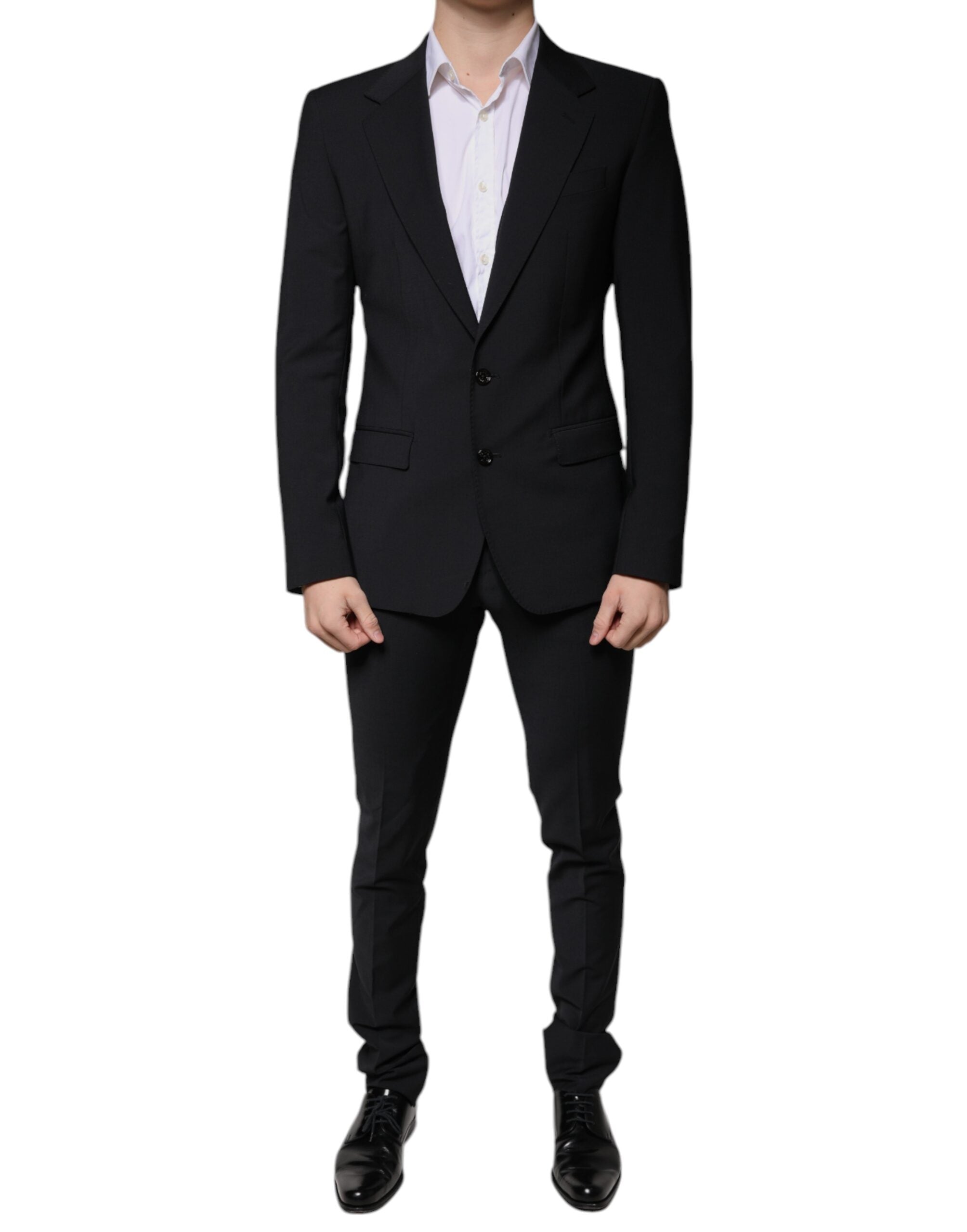 Dolce & Gabbana Black Wool 3 Piece Slim Fit Formal Men's Suit