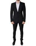 Dolce & Gabbana Black Wool 3 Piece Slim Fit Formal Men's Suit